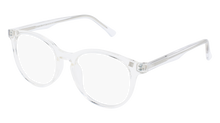  Round Friday Frames eyeglasses with a clear plastic frame and magnetic sunglasses clip