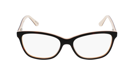 Women's eyeglasses with a tortoiseshell exterior and cream colored interior frame
