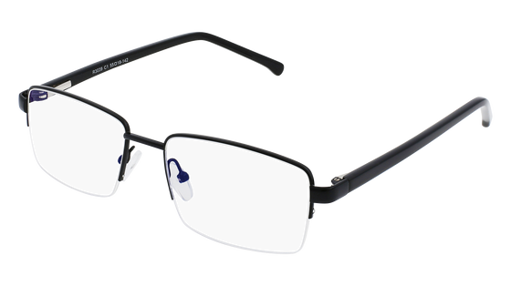 Men's semi-rimless eyeglasses in matte black