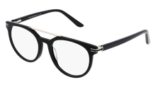  Friday Frames brand glasses with round lenses, black plastic frames and a silver top bar 